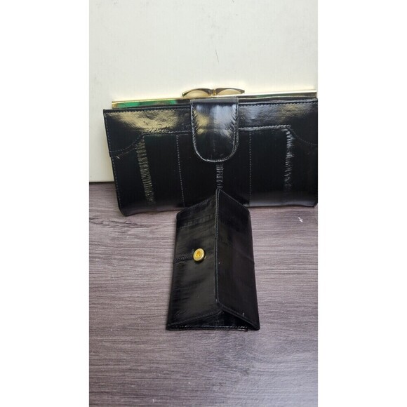Vintage EEL Skin Wallet w/Checkbook slot and key holder, Kiss closure - Picture 6 of 11